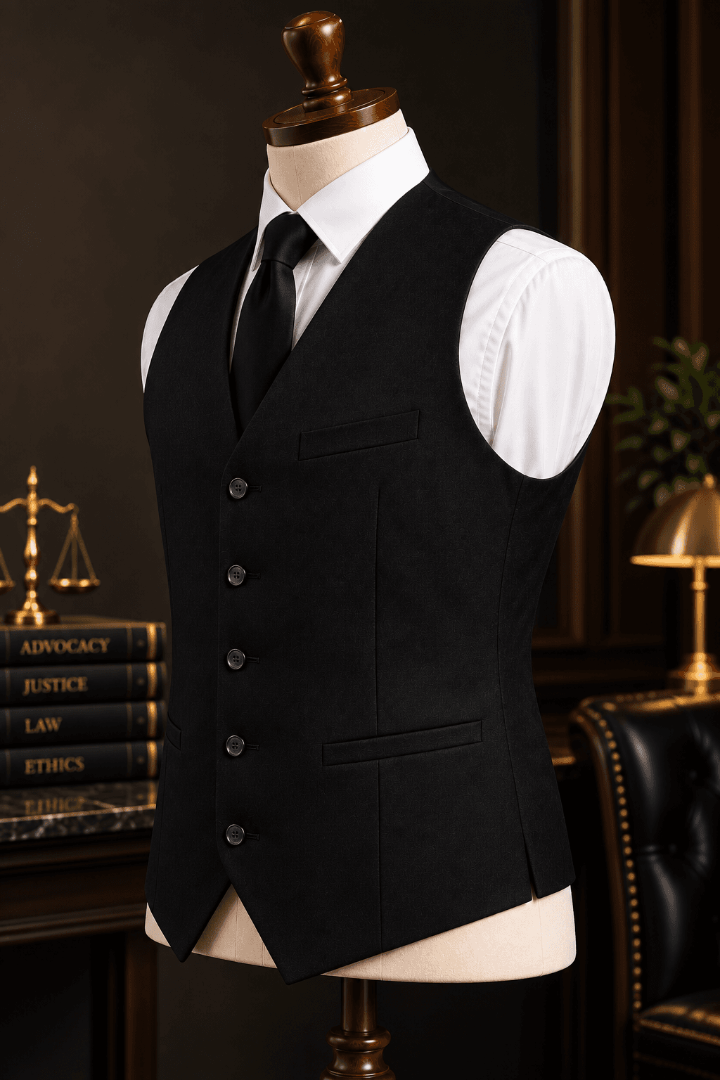 Smart Stitch Premium Black Waistcoat thumbnail 2