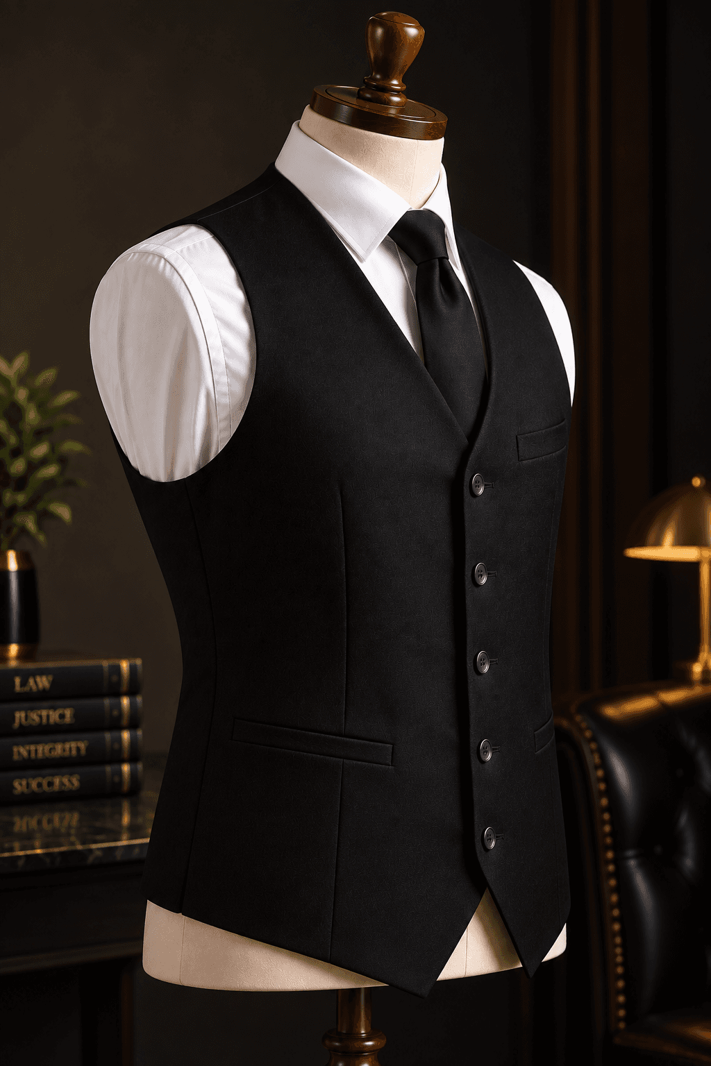 Smart Stitch Premium Black Waistcoat thumbnail 3
