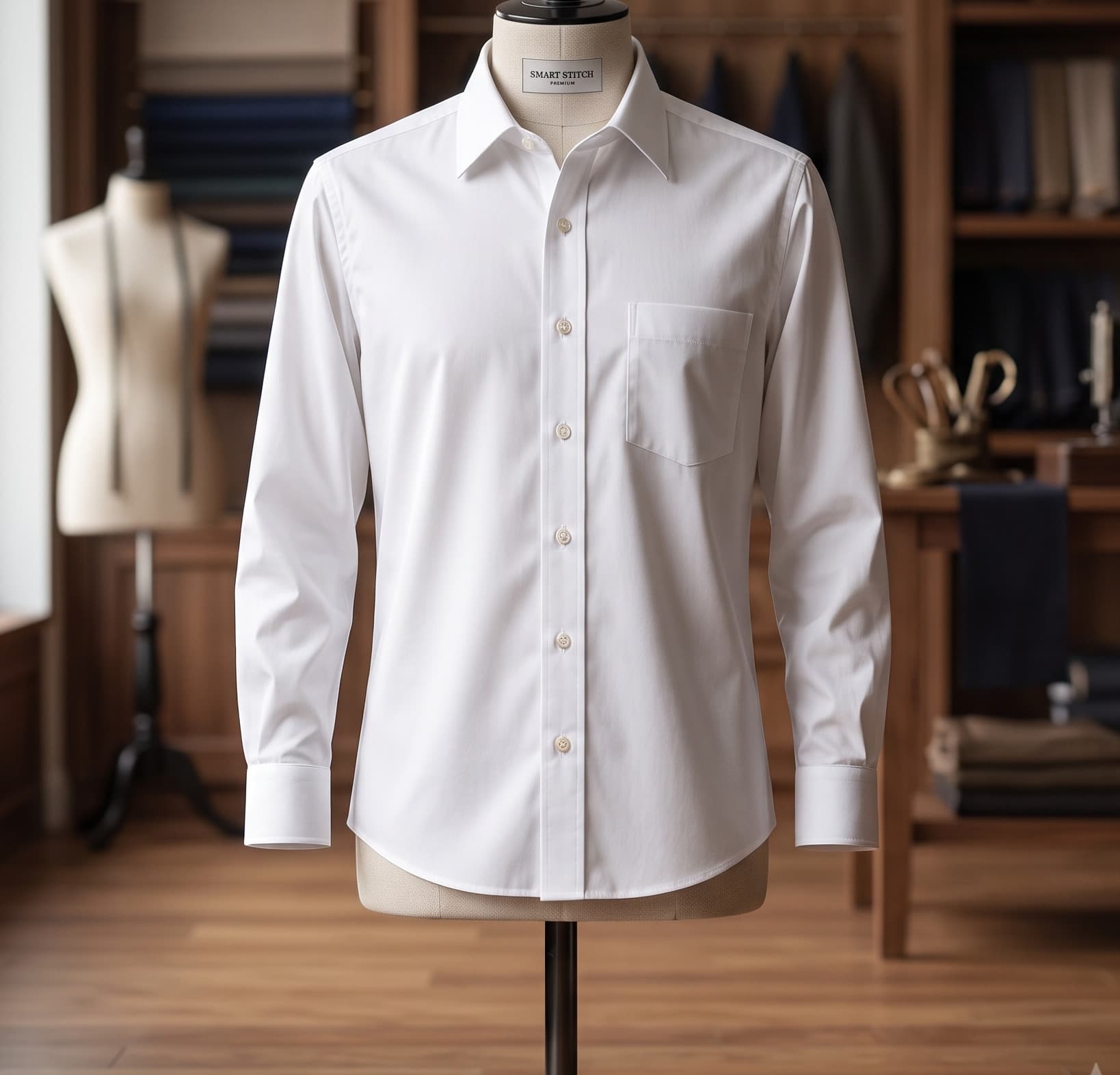 Smart Stitch Premium White 100% Cotton Formal Shirt thumbnail 3