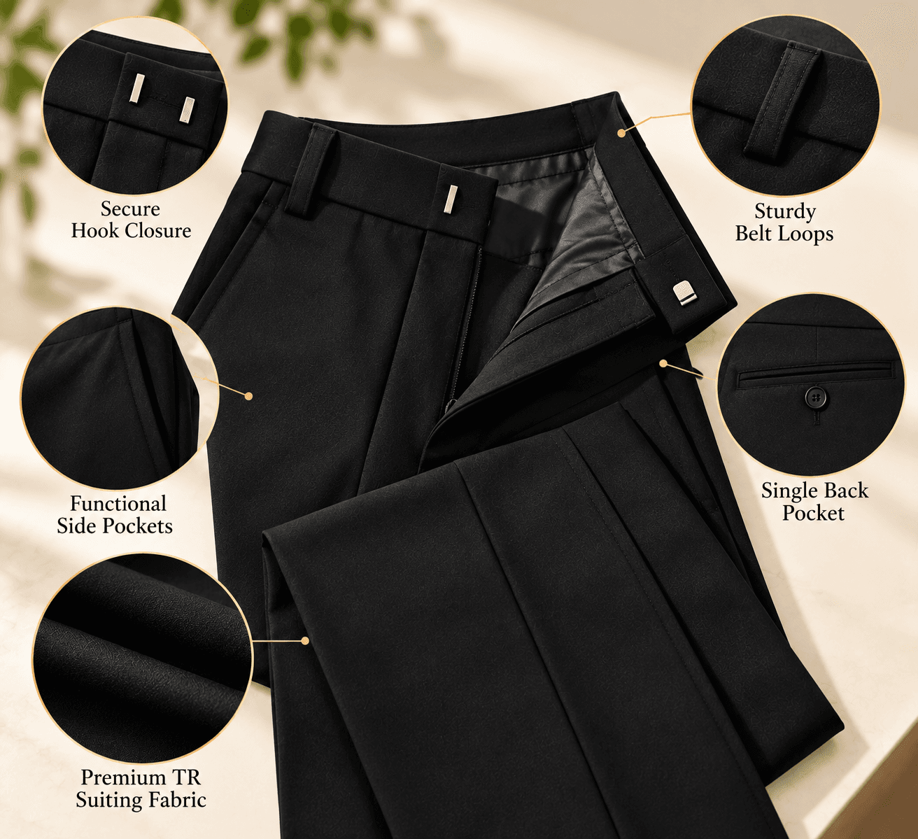 Smart Stitch Premium Black Formal Trousers thumbnail 5